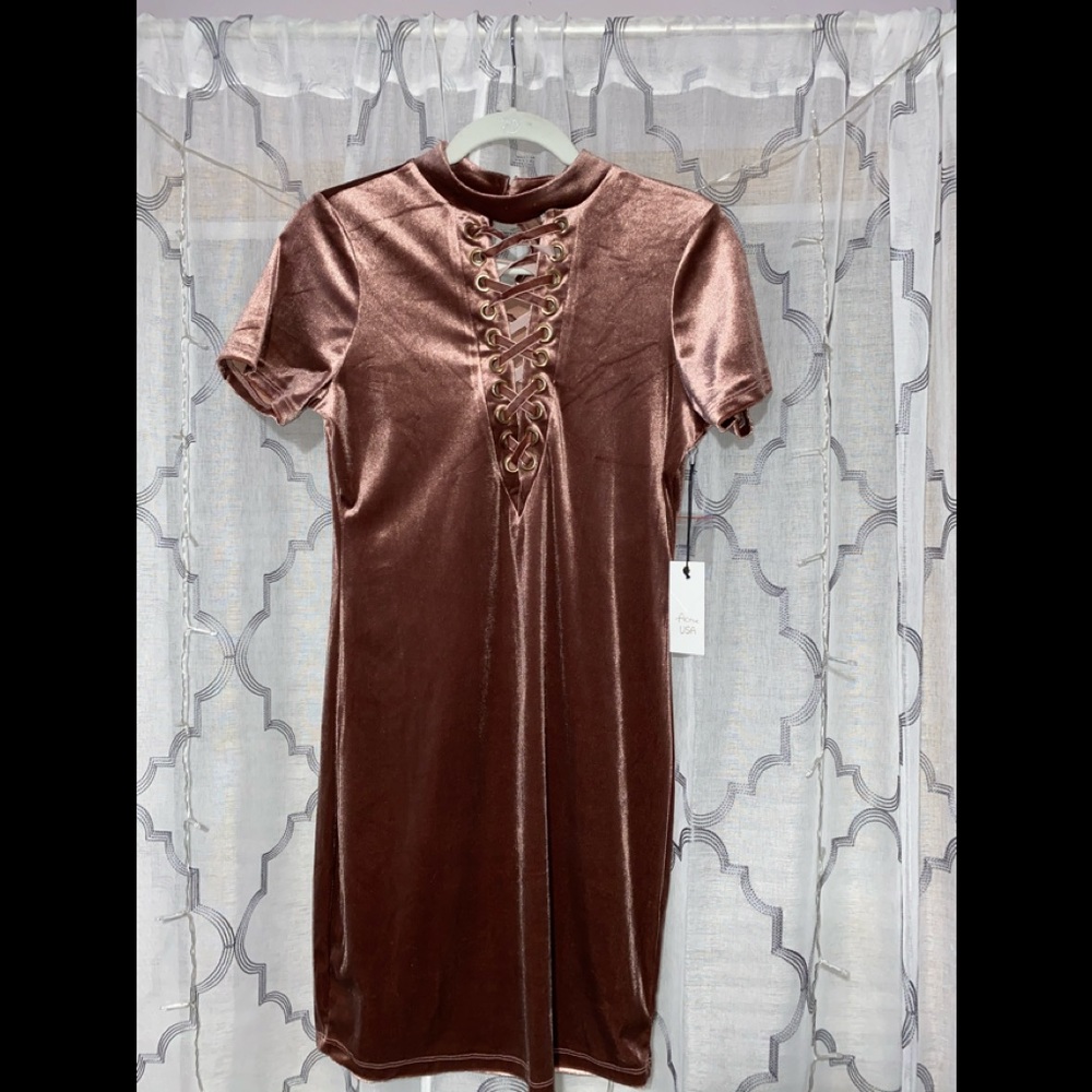 Pink velvet dress
